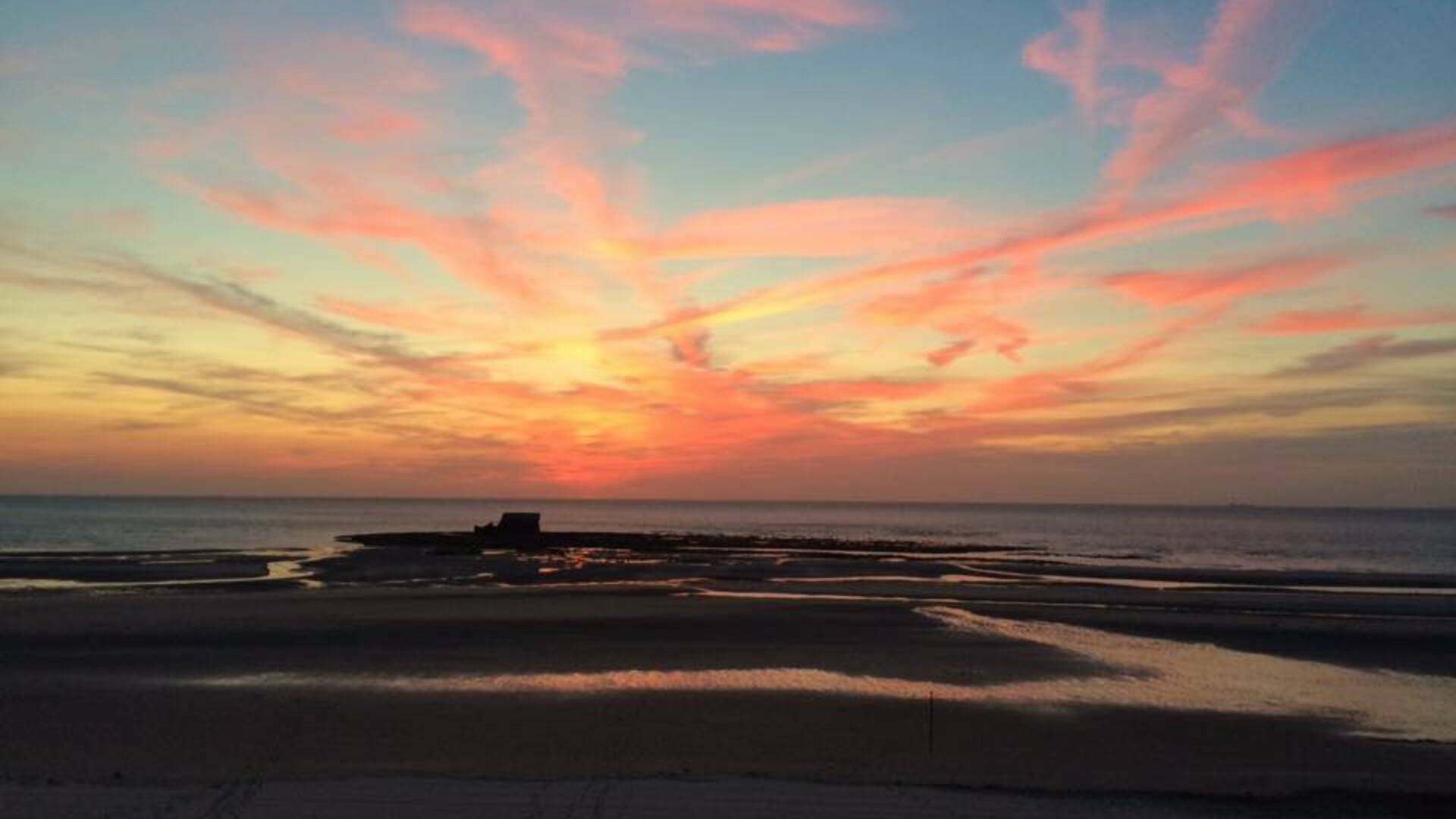 Coucher de soleil sur la plage du Portel